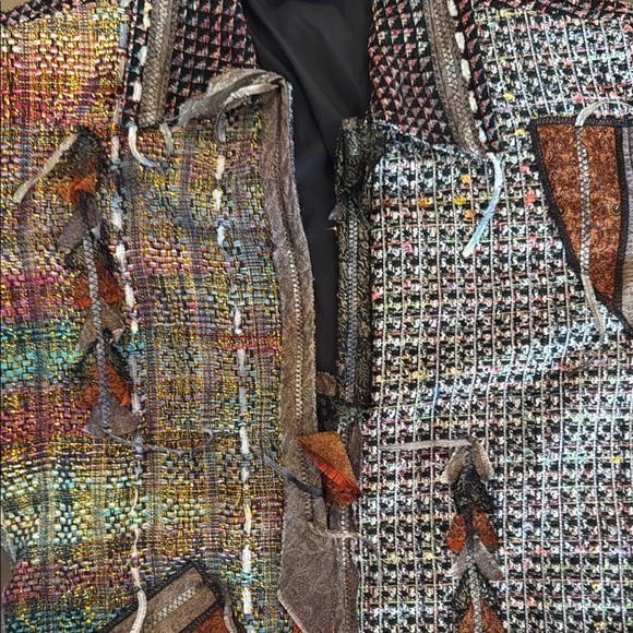 Yak Magik Art To Wear Black Multi Mixed Media Open Blazer Size Medium - Picture 7 of 15